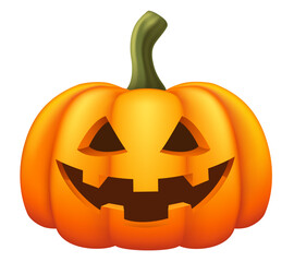 Pumpkin. Jack-O-Lantern. Vector realistic illustration isolated on white background.