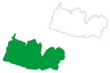 Obraz premium Corumbiara municipality (State of Rondônia or Rondonia, RO, Municipalities of Brazil, Federative Republic of Brazil) map vector illustration, scribble sketch Corumbiara map