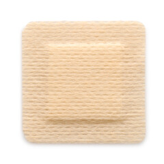Medical adhesive bandage isolated on white, top view