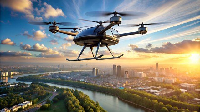 Design a system for minimizing the environmental impact of drone air taxi operations under clear skies.
