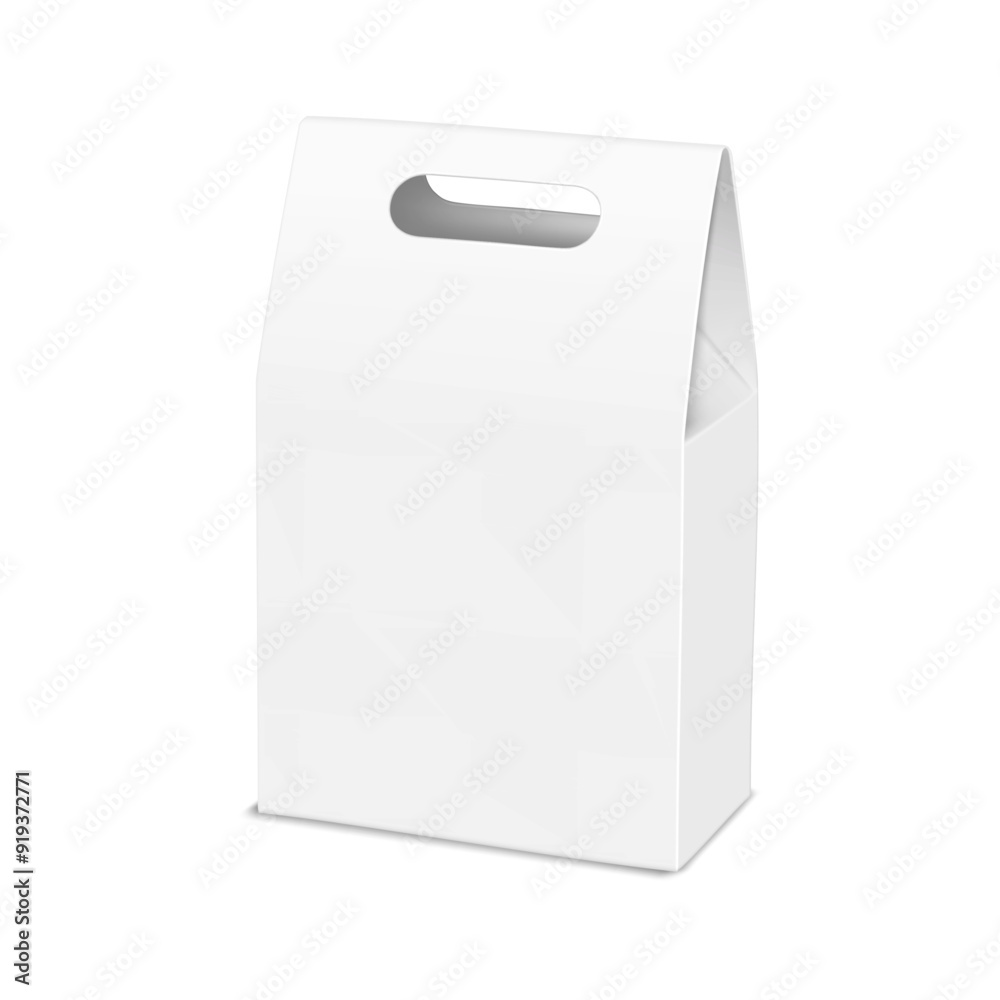 Canvas Prints white blank folding cardboard gable box with die cut carry handle. realistic 3d vector mock-up. pape