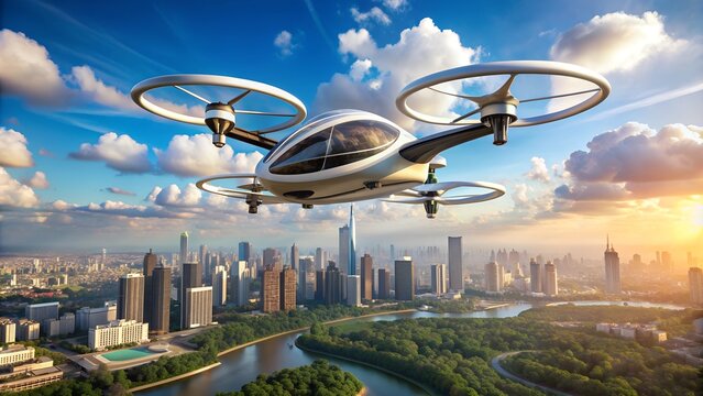 Design an autonomous flight system for drone air taxis, capable of handling clear sky environments.