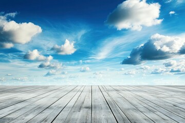 Nice Blue Sky with Floor Background with Beautiful Clouds Empty Landscape with generative ai