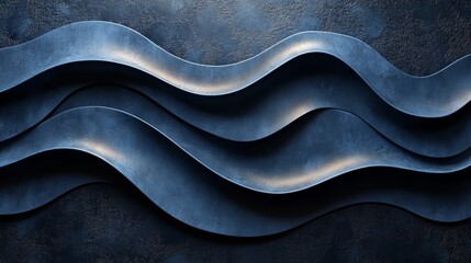The image is a blue wave with a metallic texture