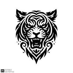 Obraz premium tiger tattoo head vector graphic design black and white clip art silhouette