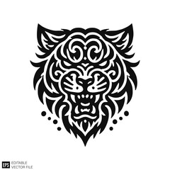 Fototapeta premium tiger tattoo head vector graphic design black and white clip art silhouette