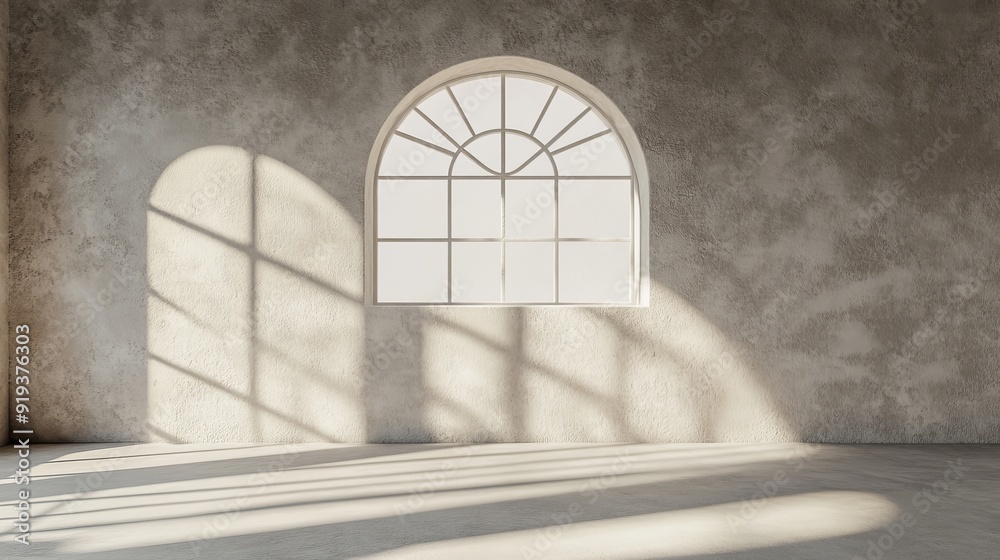 Poster Presentation of products against a beige background with abstract window light