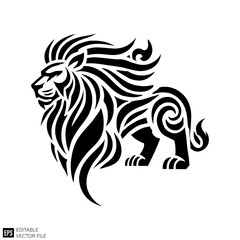 Fototapeta premium tribal lion tattoo vector graphic design black and white clip art silhouette