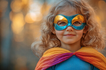  A child in a fun carnival superhero outfit