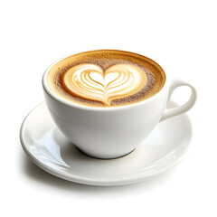 cup of coffee with cream isolated on white background