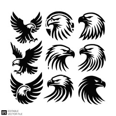 Obraz premium eagle vector graphic design black and white clip art silhouette