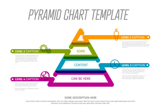 Infographic Pyramid chart diagram template made from thick color fresh line