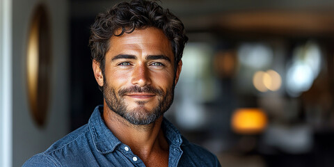 Obraz premium Portrait of smiling white cute young man
