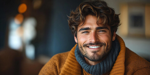 Obraz premium Portrait of smiling white cute young man