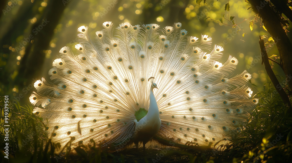 Wall mural the most beautiful and graceful peacock