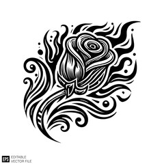 Fototapeta premium tribal rose Graphic Design Elements Vector Silhouette Clip Art Black and White Illustrations
