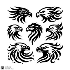 Obraz premium eagle tattoo Graphic Design Elements Vector Silhouette Clip Art Black and White Illustrations
