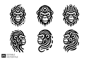 Obraz premium ape Graphic Design Elements Vector Silhouette Clip Art Black and White Illustrations