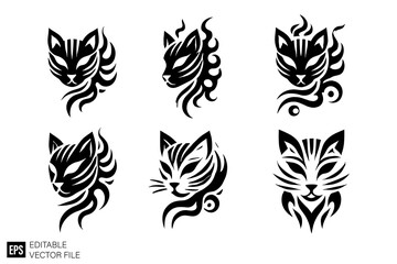 Fototapeta premium cat tribal tattooClip Art Black and White Illustrations Graphic Design Elements Vector Silhouette