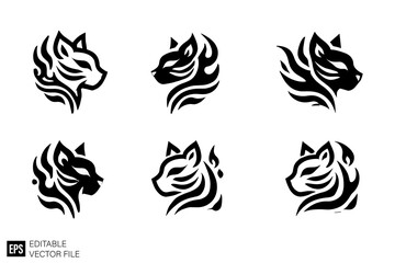 cat tribal tattooClip Art Black and White  Illustrations Graphic Design Elements Vector Silhouette