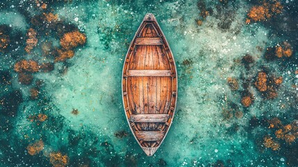   A boat floats on a body of water, adjacent to a green-brown algae-covered shore