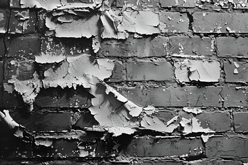 Close-Up of Peeling Paint on Old Brick Wall
