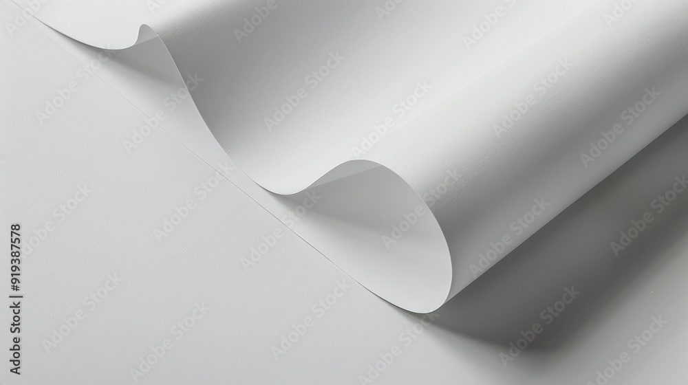 Aufkleber a roll of white paper on a clean white surface, ideal for background or paper-related compositions