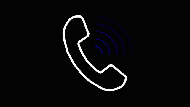 calling icon animation white color on black background.
