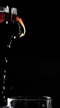 Zero Sugar Diet Drink Cola Pouring with Drops And Splashes
