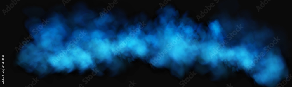 Wall mural fog or smoke, blue smog clouds on floor, isolated transparent special effect. vector illustration, m