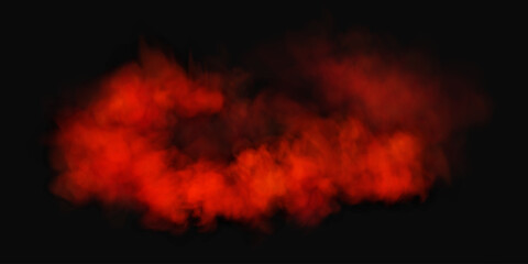 Fog or smoke, red smog cloud on floor, isolated transparent special effect. Vector illustration, morning fog over land or water surface, magic haze.	