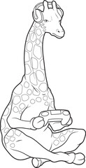 Giraffe Gamer Controller Animal Vector Graphic Art Illustration