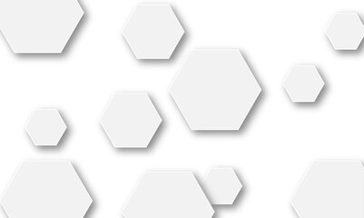 Fototapeta premium Luxury white and grey hexagonal abstract background with shadow. Geometric 3d texture illustration. Abstract hexagonal concept technology, banner and wallpaper background.