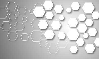 Abstract white and grey seamless hexagon pattern background. Abstract hexagonal concept technology background. Vector Illustration