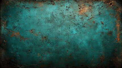  Rusted metal with green patches and rusted paint at the base