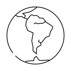 south america earth planet map line icon vector. south america earth planet map sign. isolated contour symbol black illustration