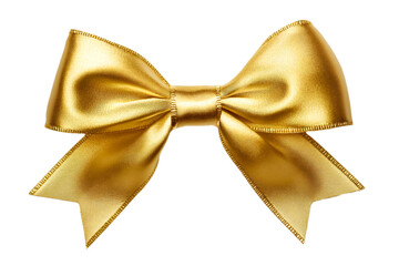 Shiny golden bow isolated on white background