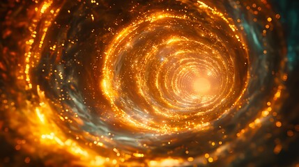 A mesmerizing vortex of glowing orange lights creates a captivating tunnel-like effect, perfect for sci-fi themes, backgrounds, and concepts of time travel, energy, or abstract art,