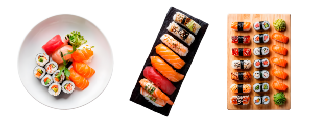 Set of Sushi food on transparent background