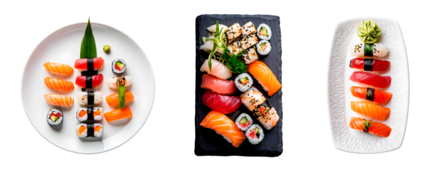 Set of Sushi food on transparent background