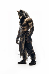Fototapeta premium Werewulf isolated on white, lycan fantasy character