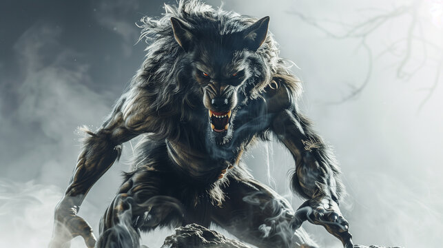 Werewulf isolated on white, lycan fantasy character