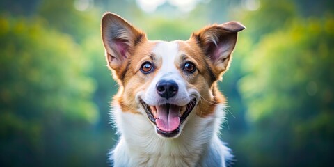 Happy dog with a big smile and wagging tail, happy, smiling, dog, pet, cheerful, joy, friend, canine, animal, happiness, excited