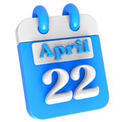 Date 22 3D Icon Blue