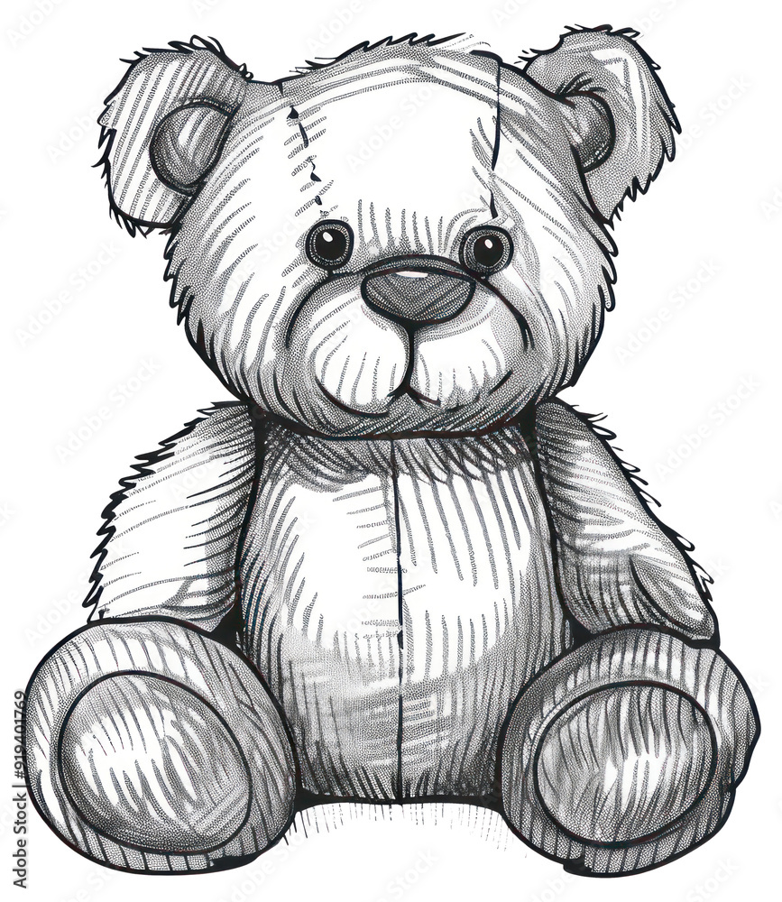 Poster png hand-drawn teddy bear illustration