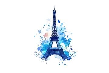 Vector hand drawn illustration with Eiffel tower. Paris.
