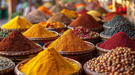 Fototapeta premium Vibrant Spice Market in the Middle East