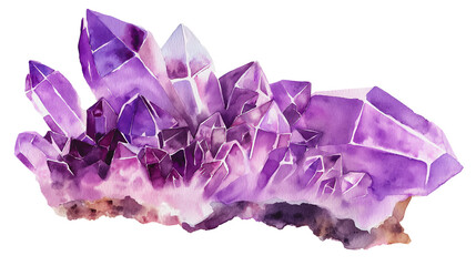 Stunning Purple Amethyst Crystal Formation on Transparent Background