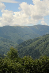 Fototapeta premium Panorama of mountains from Mount Makovitsa in Yaremche, Ukraine