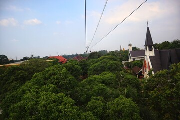 Fototapeta premium Ride the Taman Mini Indonesia Indah cable car.